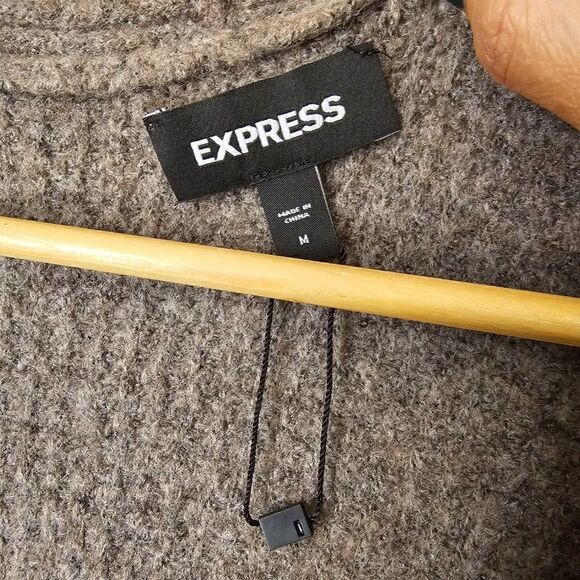 NWOT EXPRESS GREY WOOL BLEND LONG DUSTER OPEN CARDIGAN WITH POCKETS SZ M - Picture 13 of 14